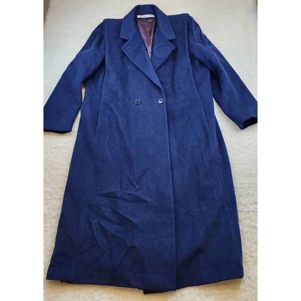 Vintage Central Park Trench Coat Lg Navy Blue Lined Longline Old Money Preppy